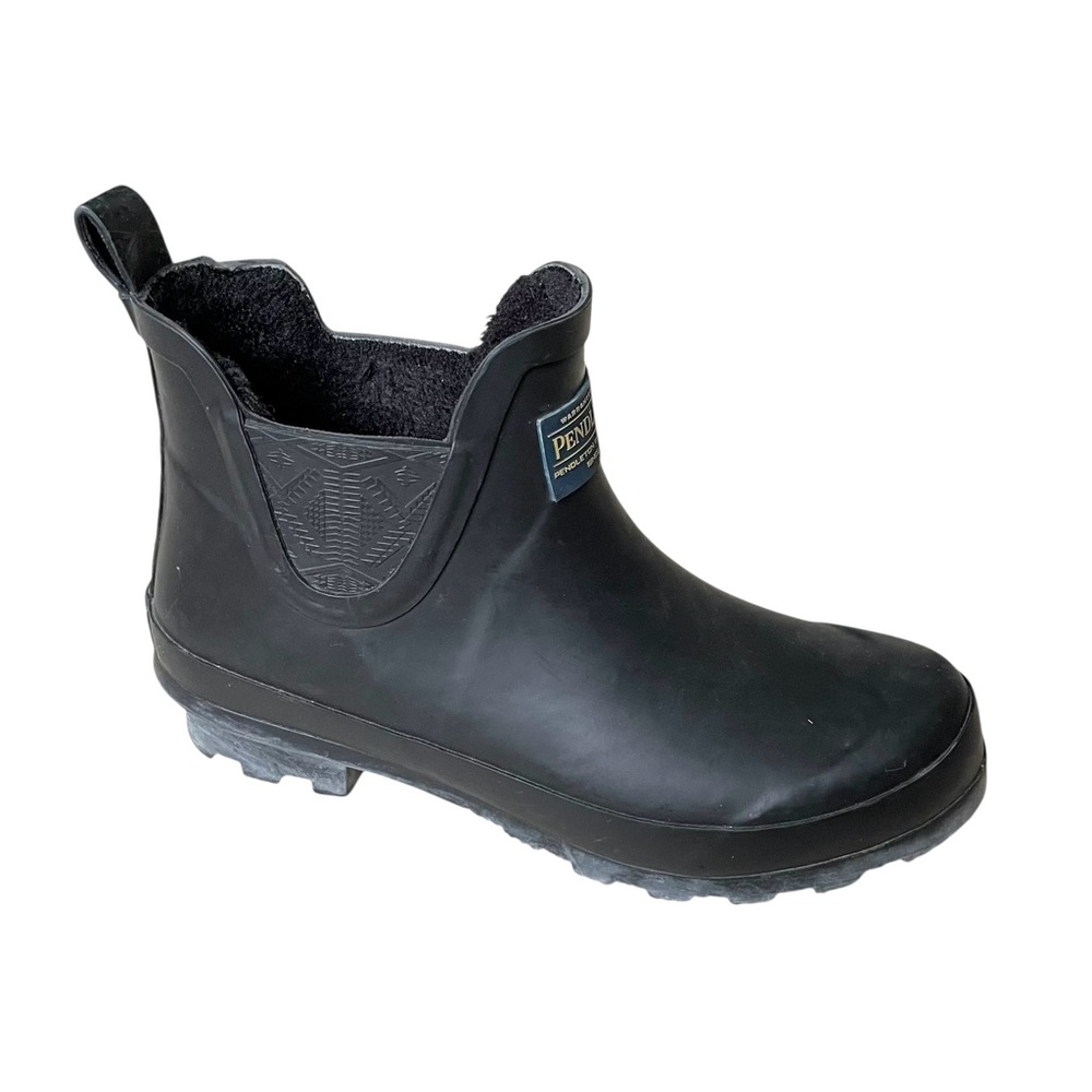 PENDLETON Lined Black Rubber Chelsea Ankle Winter Rain Boots 7